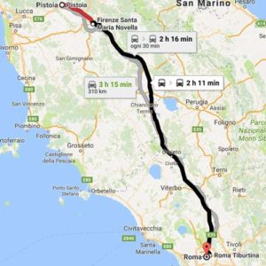 cartina percorso da pistoia a roma